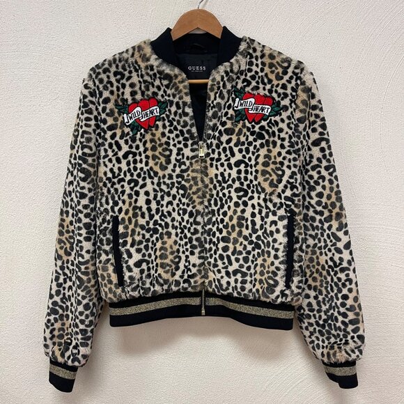 Guess Los Angeles "Cherry Bomb" Cheetah Print Bomber Jacket Sz Small - Picture 3 of 7
